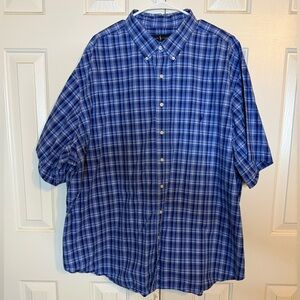 Ralph Lauren Men's Blue Checkered Button Down Shirt